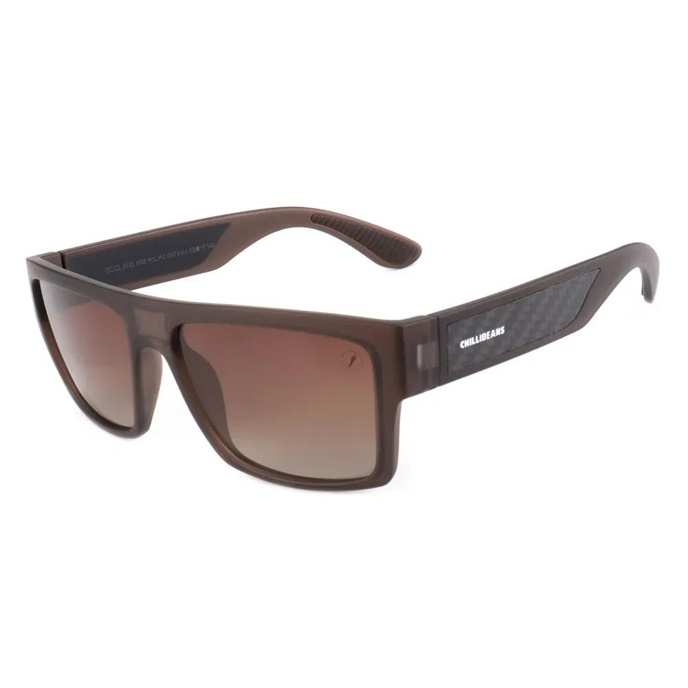 Óculos de Sol Masculino Chilli Beans Quadrado Polarizado Degradê Marrom
