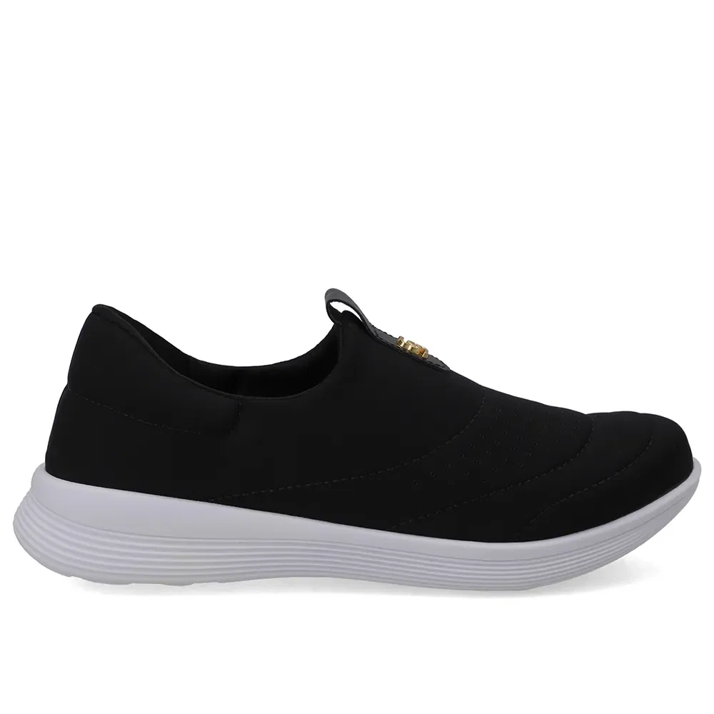 Tênis Slip On Elastano Preto