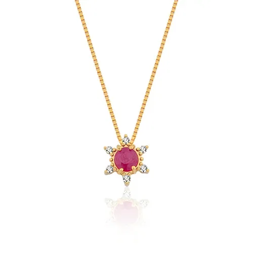 Pingente Dengosa em Ouro Amarelo 18k com Rubi e Diamantes, 8mm — imagem 1