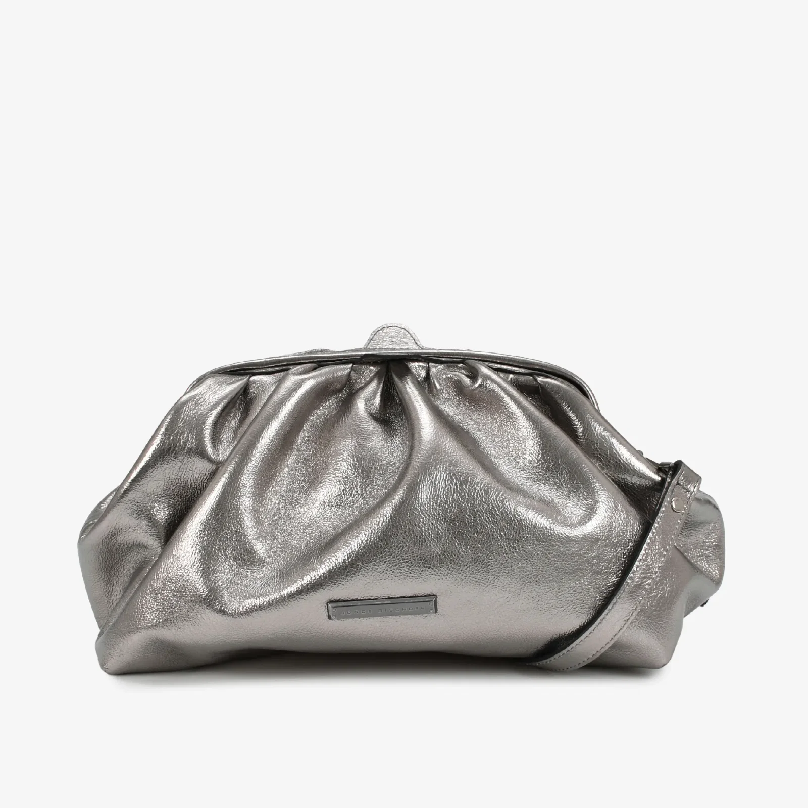 Bolsa Clutch Prata Velho Matralizado Couro