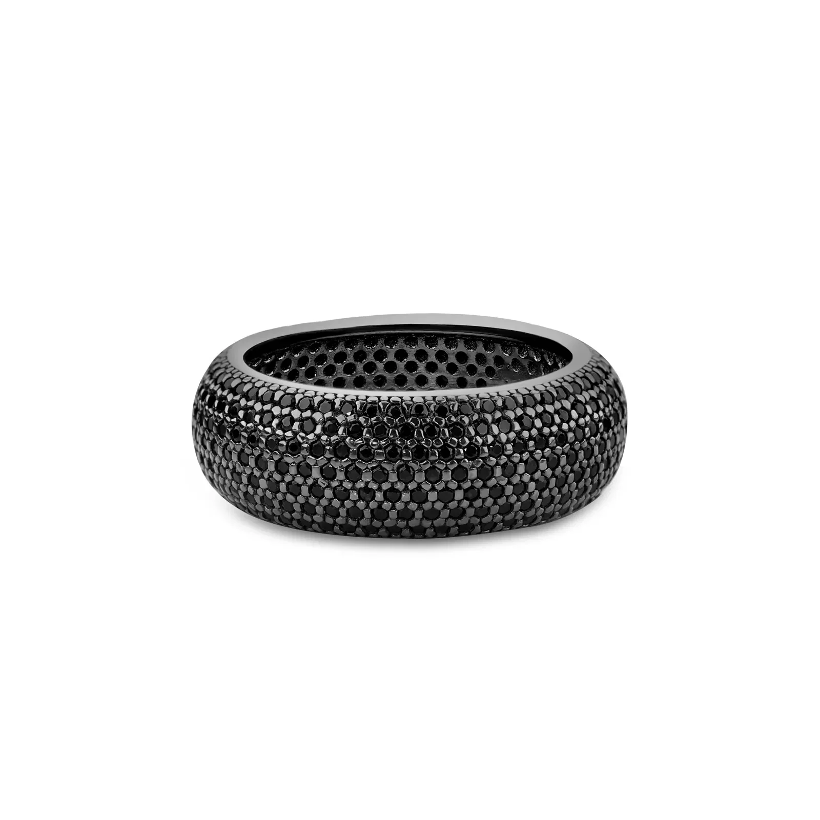 Anel Life Essential em Prata 925 com Banho de Ródio Negro e Pedras Incolores