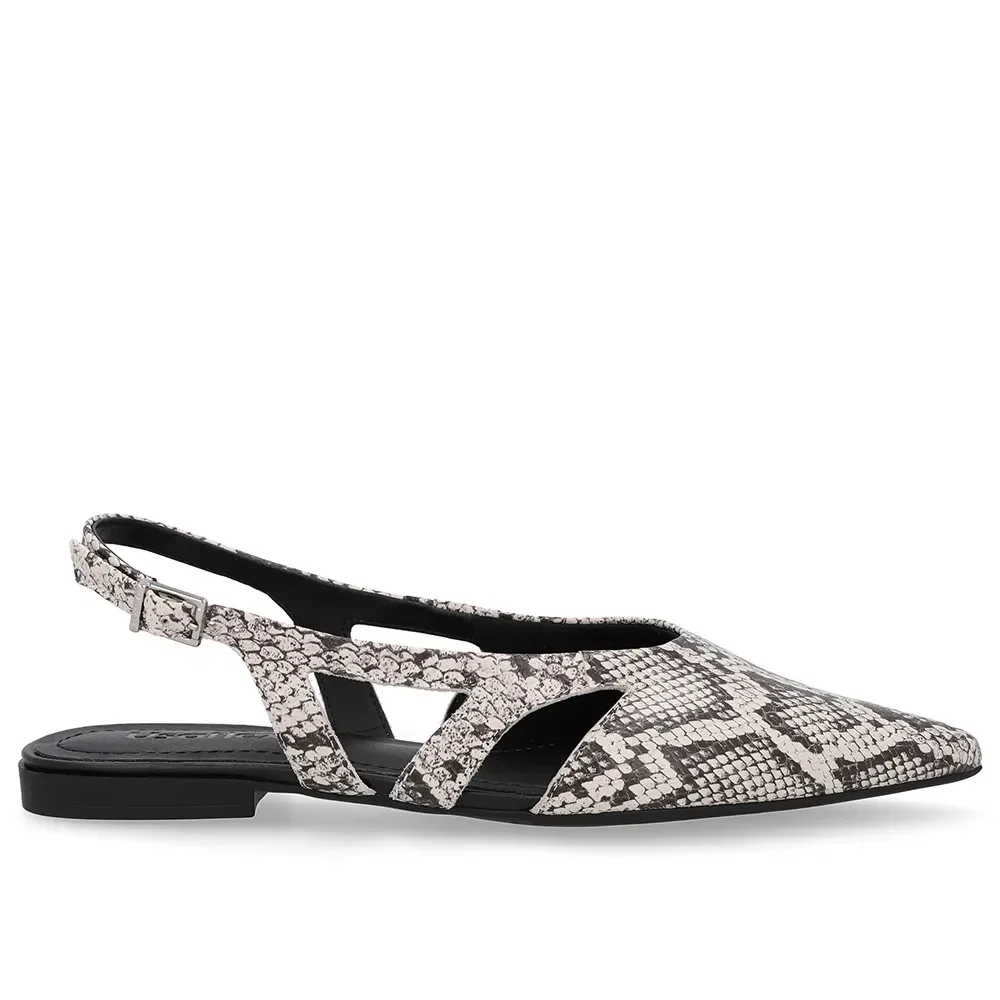 Slingback Cobra Natural Couro Bico Fino Recortes — imagem 1