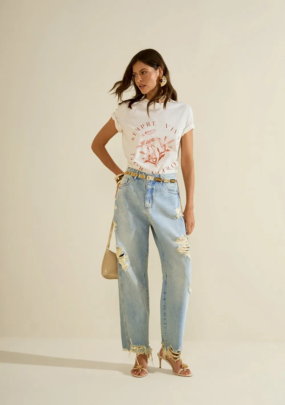 Calça Reta Florescer Azul