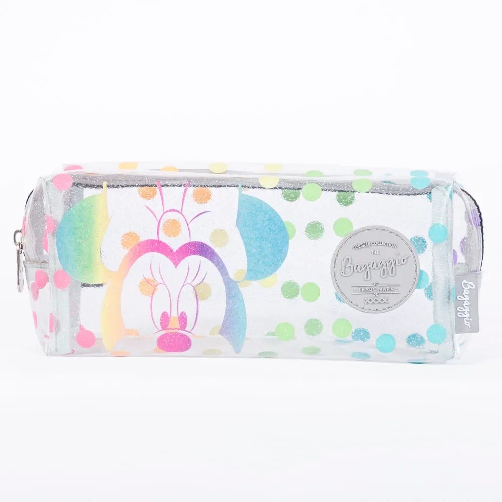 Estojo Escolar Feminino Minnie Rainbow Colorido