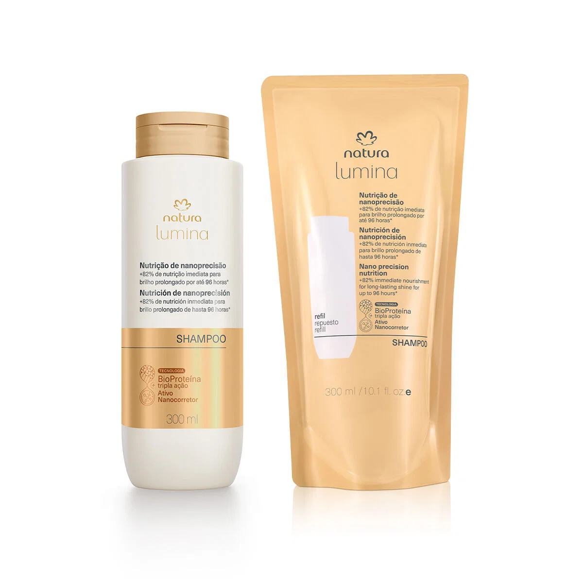 Kit Shampoo Lumina Nutrição de Nanoprecisão + Refil com 2 unidades de 300 ml