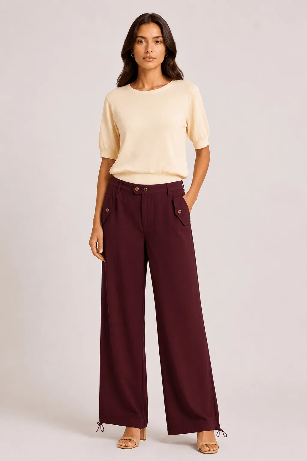 Calça Bolso Com Lapela - Vinho