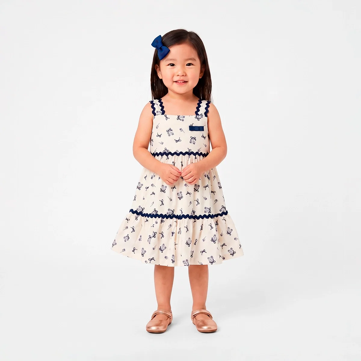 Vestido Manga Curta Toddler Floral Paris Cotton Estampado Tip Top