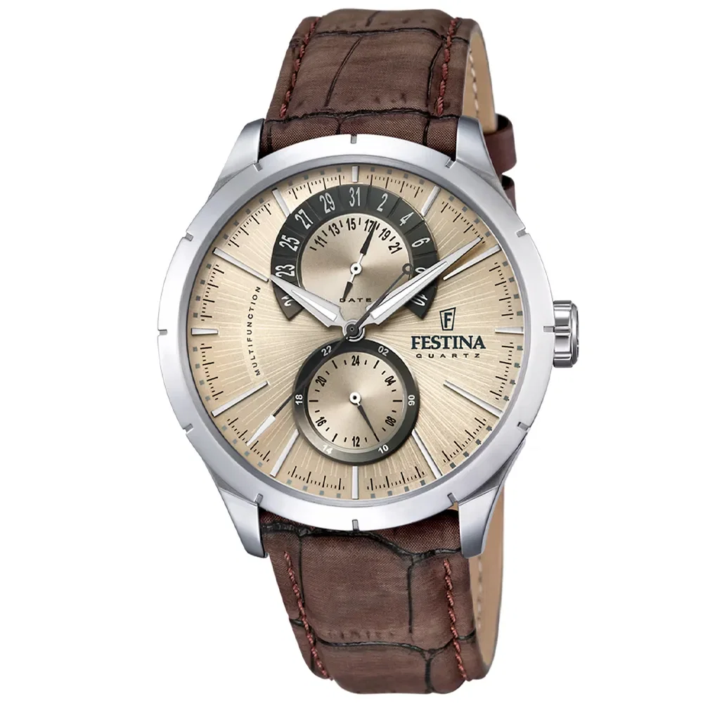 Relógio Festina Masculino em Couro Marrom F16573-9