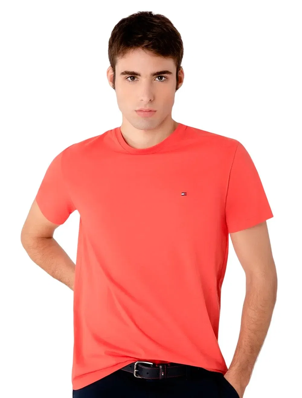 Camiseta Tommy Hilfiger Masculina Essential Cotton Tee Laranja — imagem 1