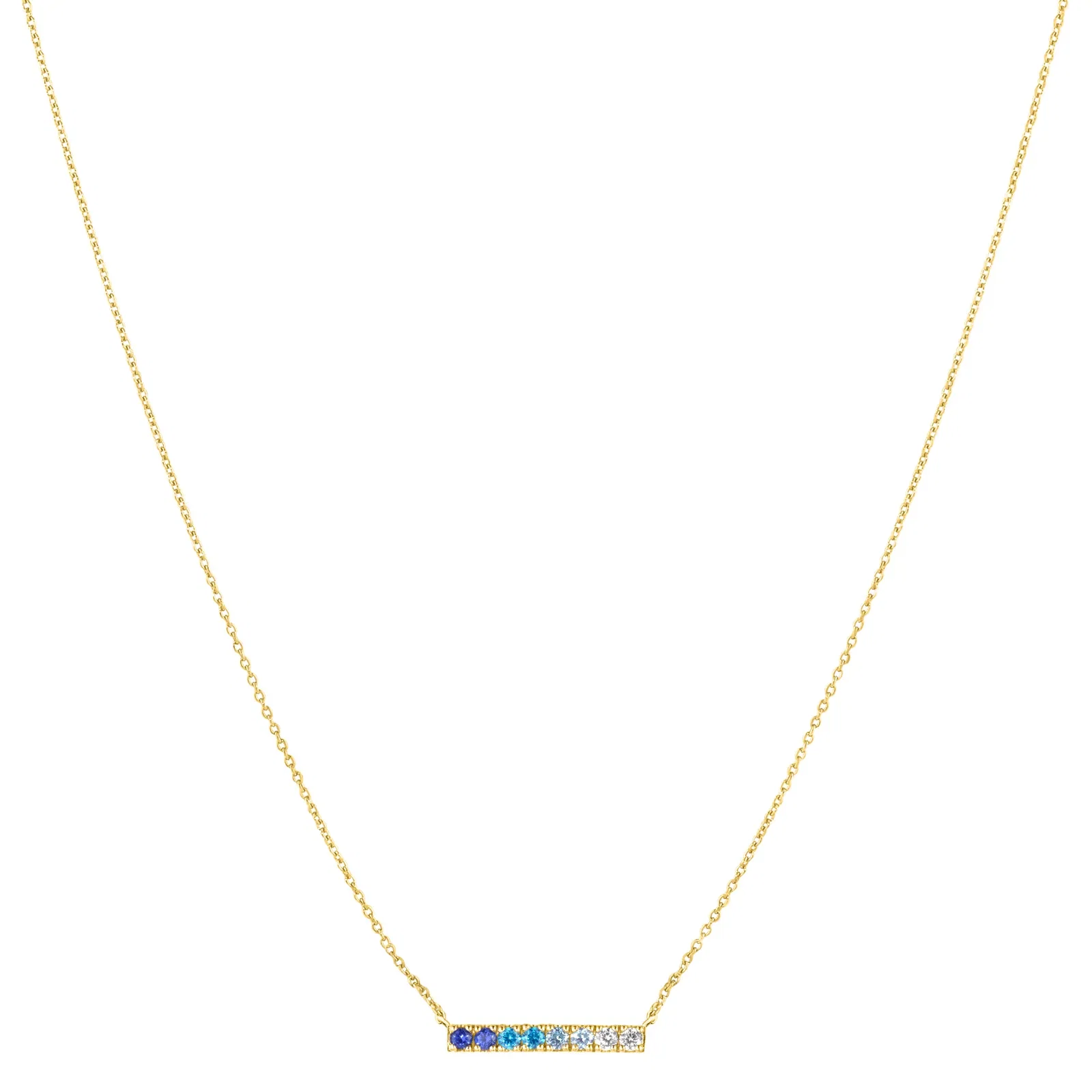 Colar Life Auba em Prata 925 com Banho de Ouro Amarelo 18k e Pedras Azuis, 45cm