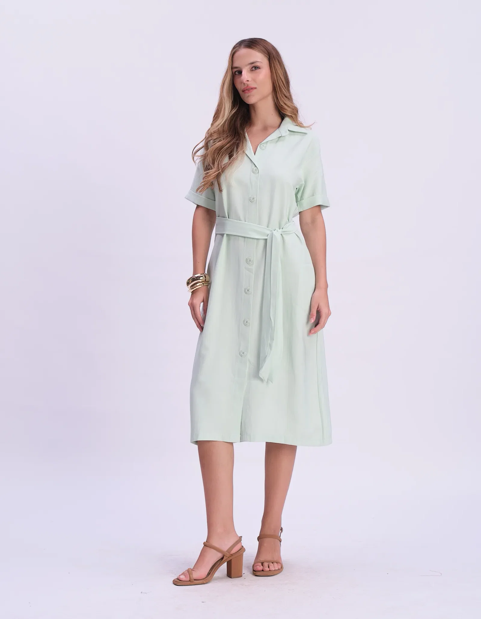 Chemise Gola Botões Com Faixa - Verde Claro