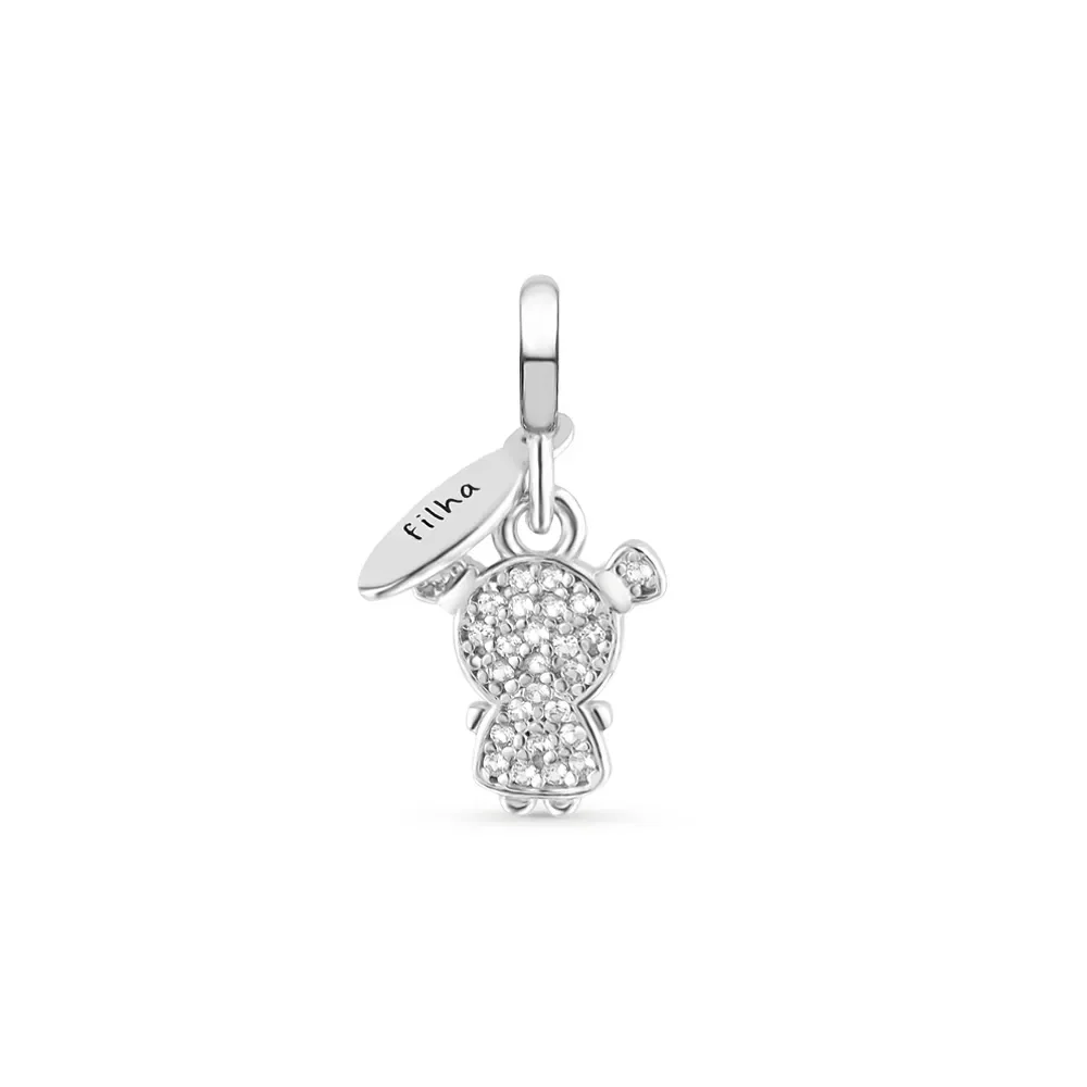 Pingente Life Filha em Prata 925 com Pedras Incolores — imagem 1