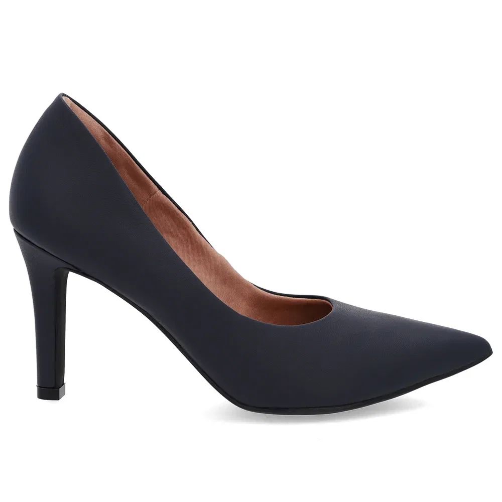 Scarpin Salto Alto Couro Azul Bico Fino — imagem 1
