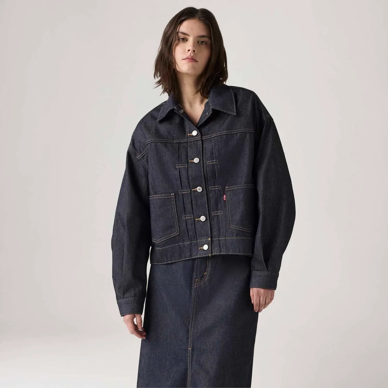 Jaqueta Jeans Levi's® Balloon Trucker Lavagem Escura — imagem 1