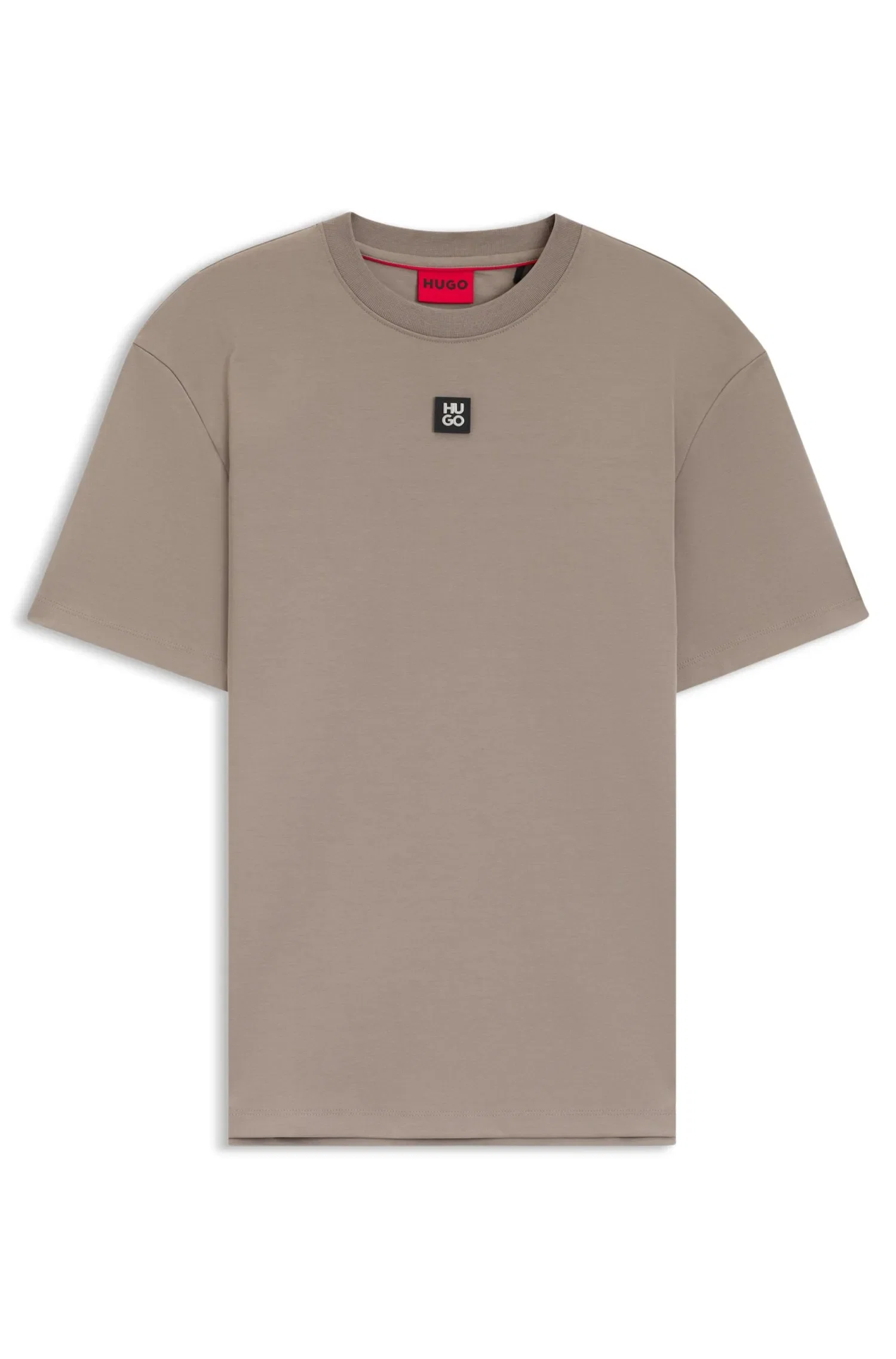 Camiseta De Algodão Interlock Com Emblema De Logo Metálico
