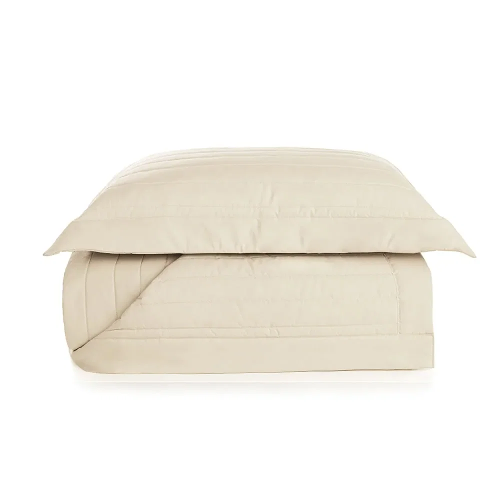 Colcha com Porta Travesseiro Solteiro 100% Algodão Monteleone Crema