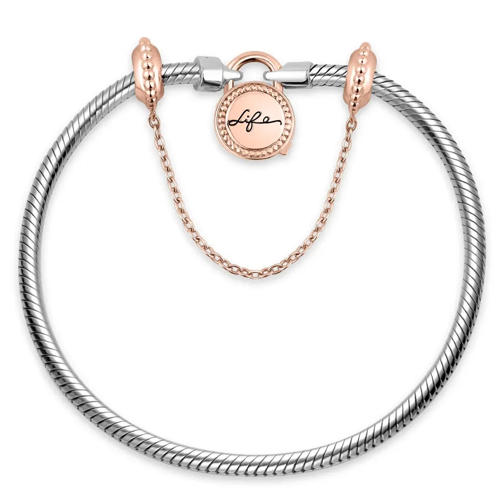 Pulseira Life Cadeado em Prata 925 com fecho em Ouro Rosé 18k — imagem 1