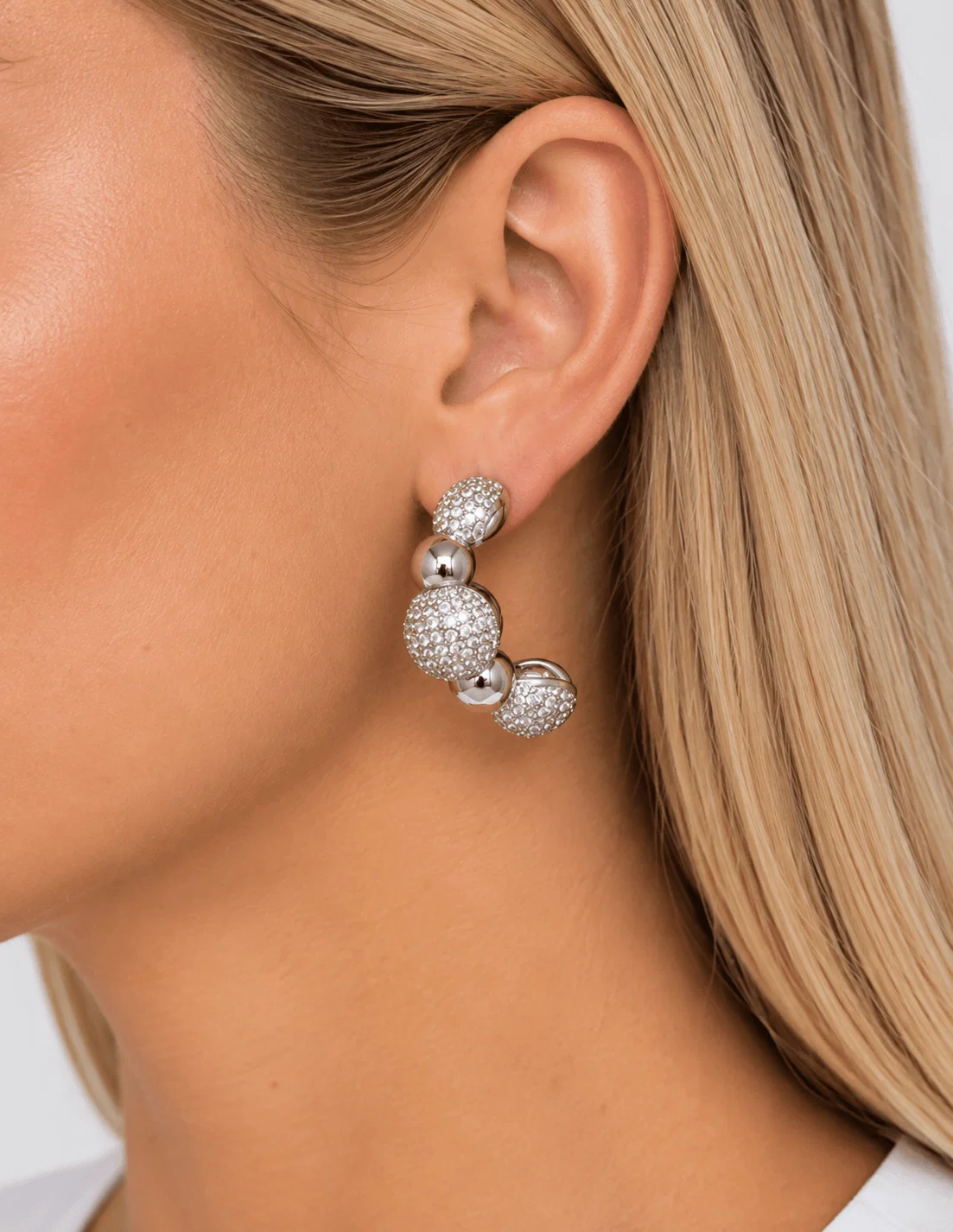 Brinco Argola Mix Strass - Niquel