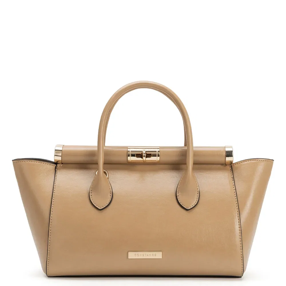 Bolsa Tote Encaixe Metálico Bege — imagem 1