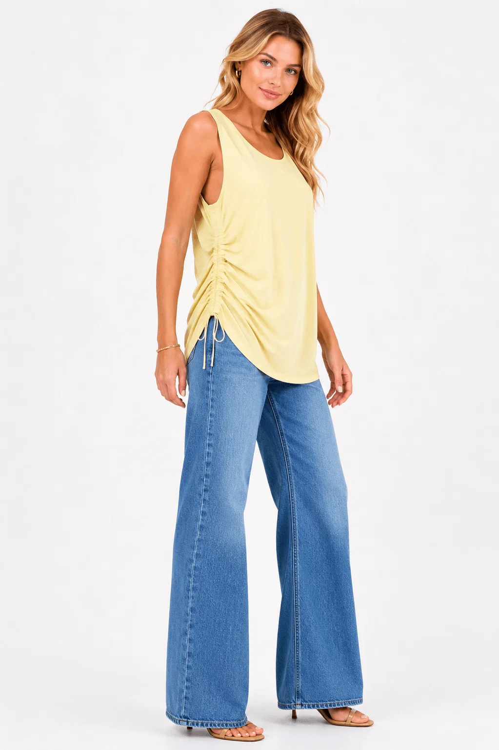 Blusa Alongada Detalhe Lateral - Amarelo