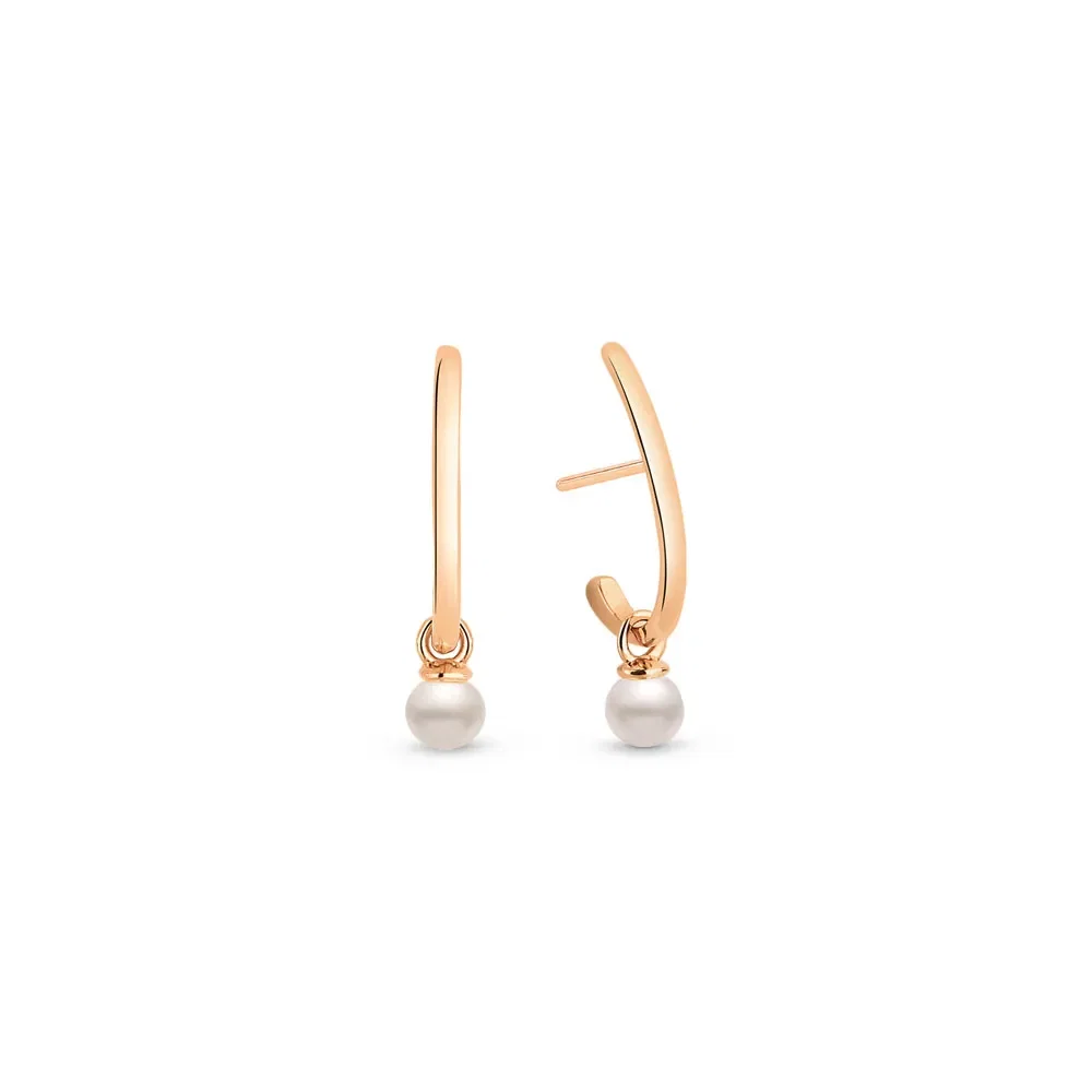 Argola Oval em Ouro Rosé 18k com Pérolas, 16mm