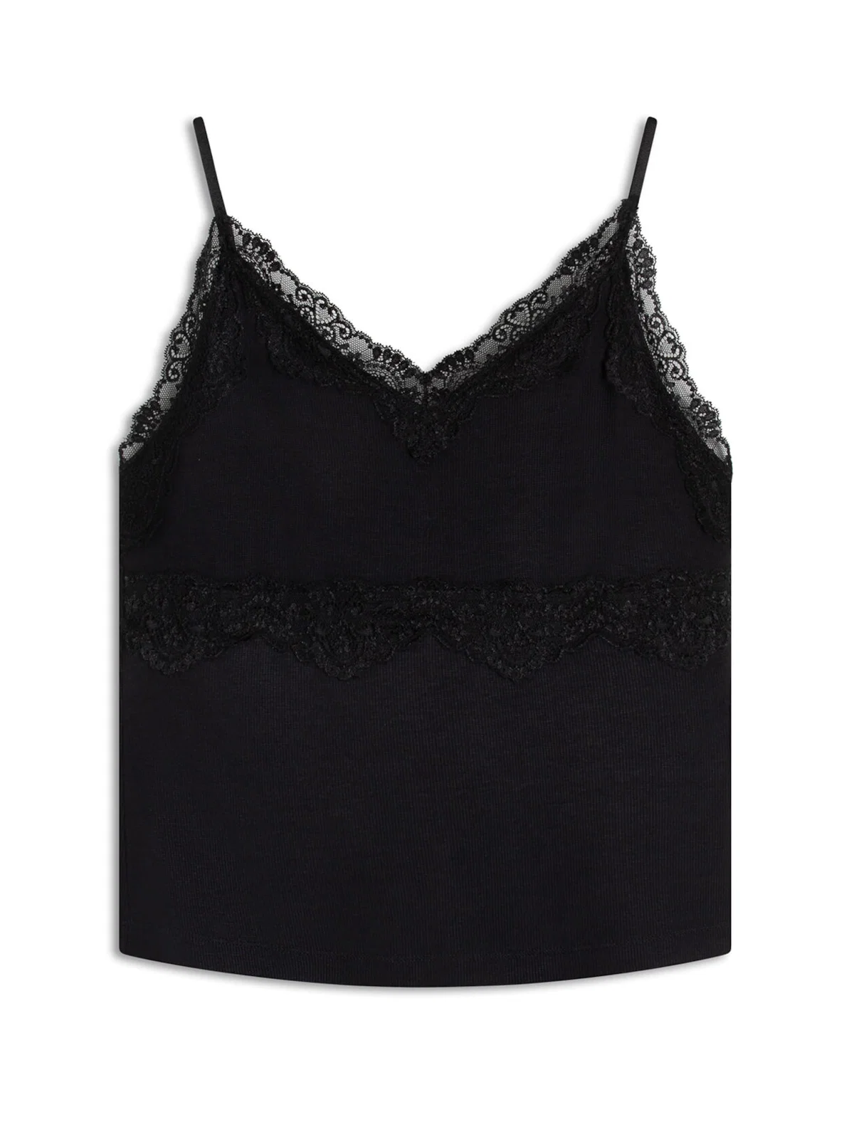 Blusa Ribbed Lace Sleeveless Preto — imagem 1