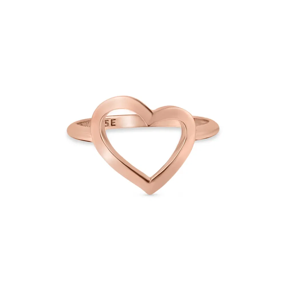 Anel Life Love Coração em Liga Rosé com Banho de Ouro Rosé 18k