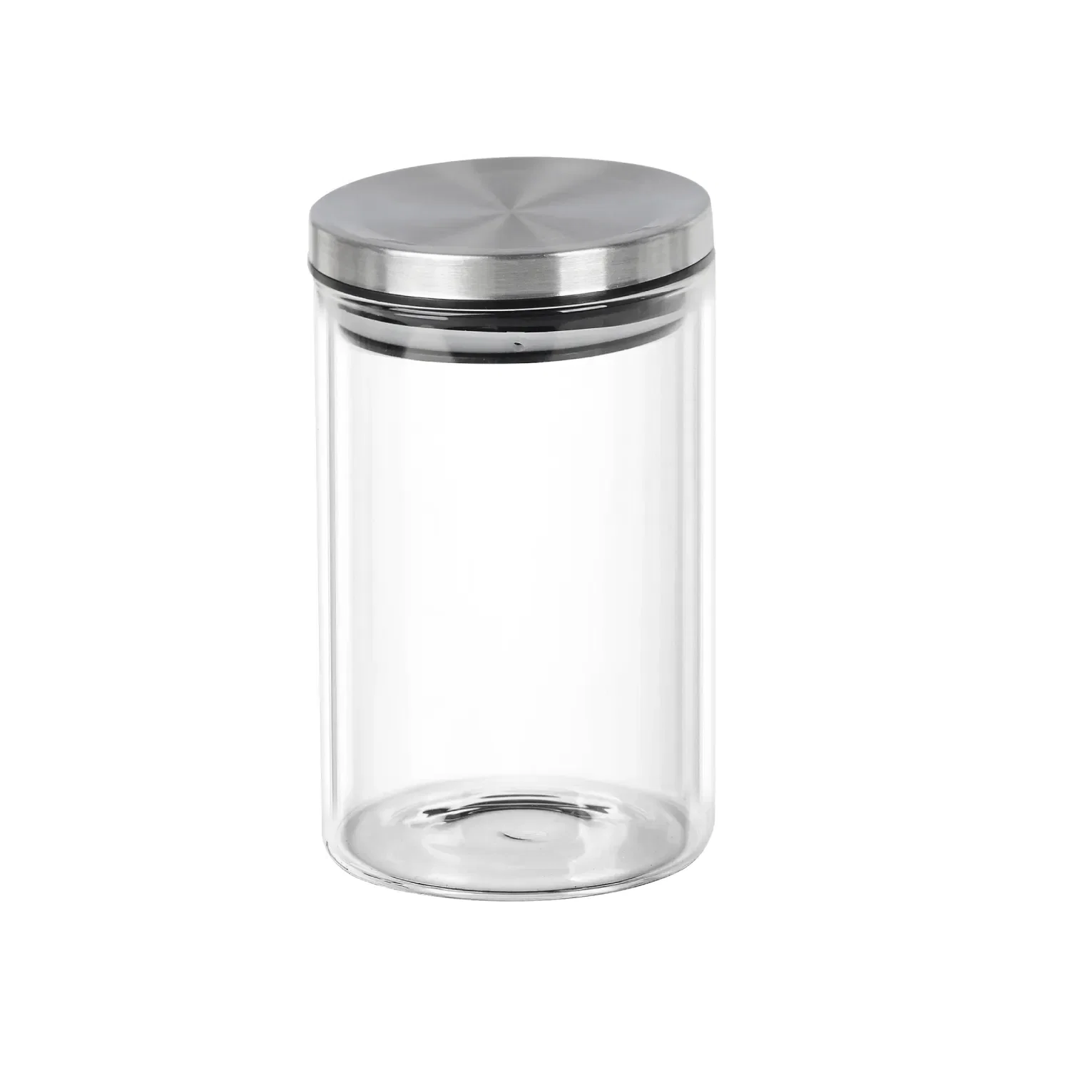Pote de Vidro com Tampa Inox Redondo 150ml 11,5x5,5cm