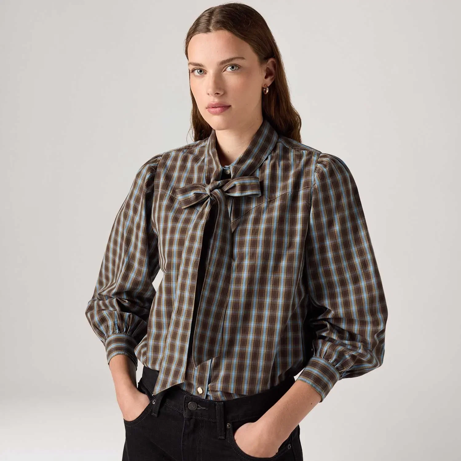 Camisa Levi's® Judice Western Xadrez Marrom Manga Longa — imagem 1