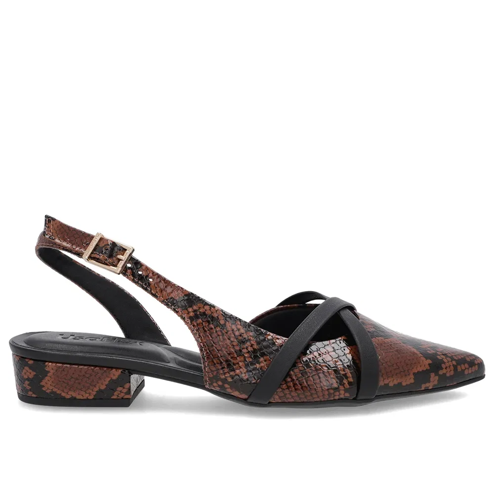 Slingback Animal Print Semi Aberto Couro Tiras — imagem 1