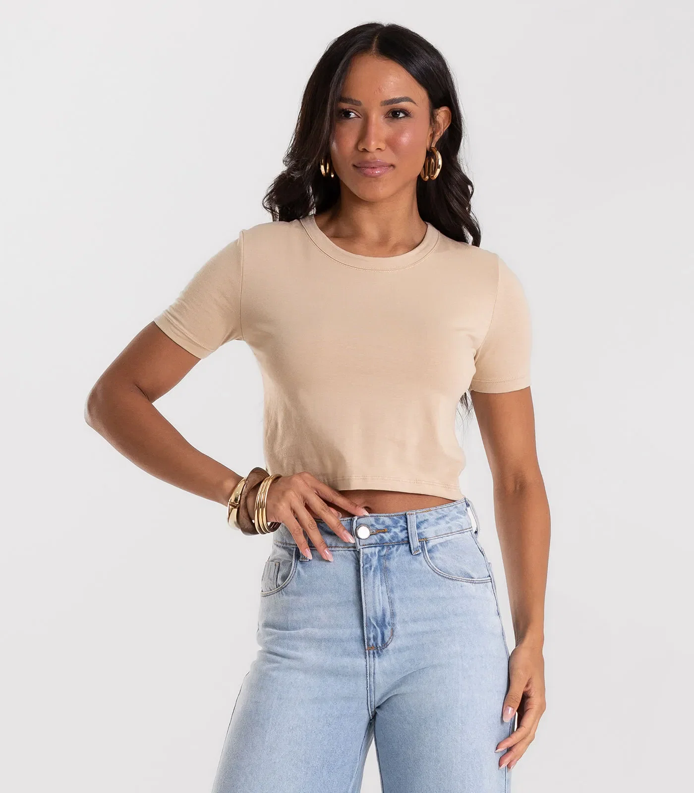 Blusa Básica Feminina Cotton Leve Rovitex Marrom