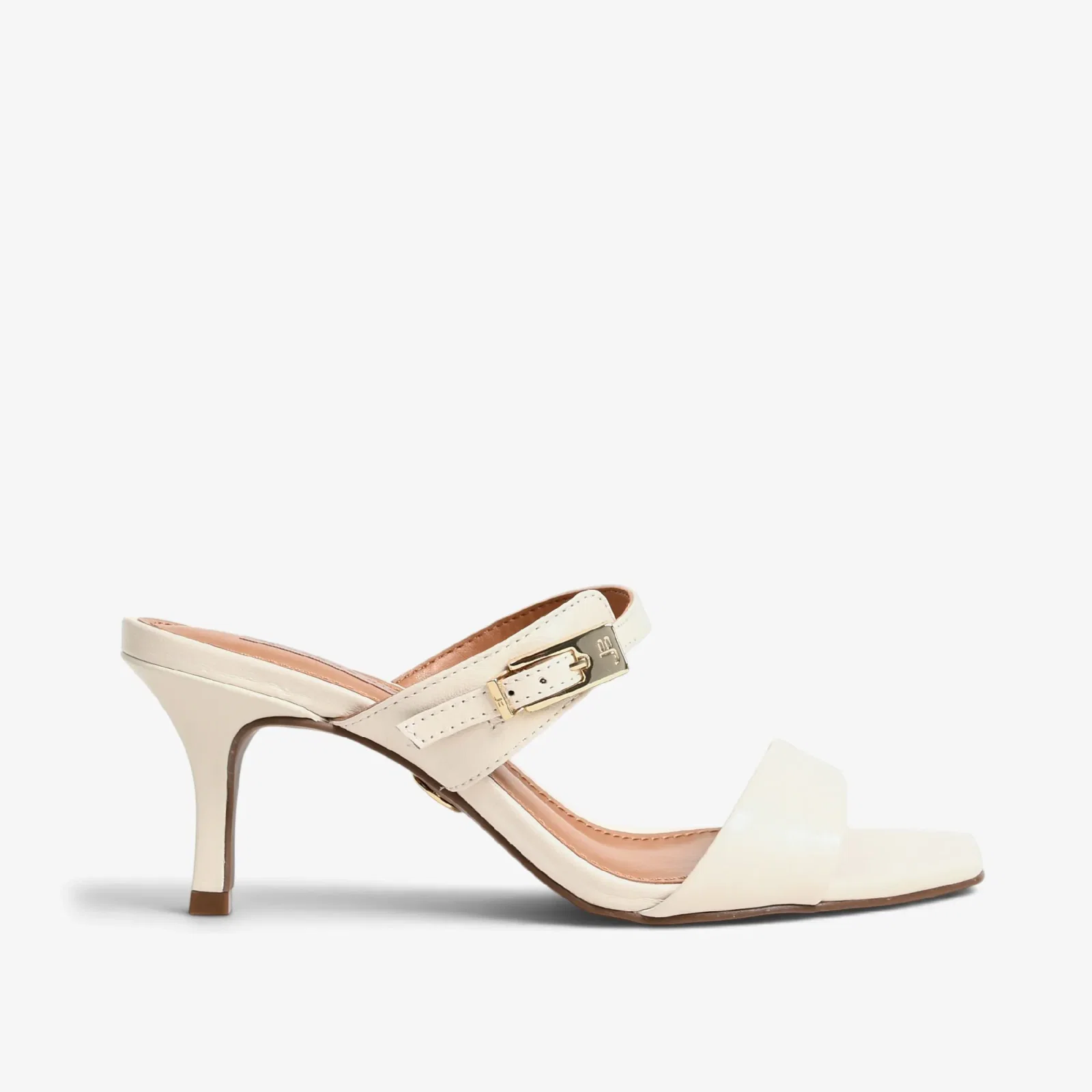 Tamanco Off White Algodão Couro