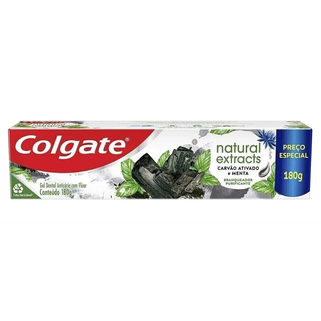 Creme Dental Colgate Natural Extracts Carvão Ativado e Menta 180g