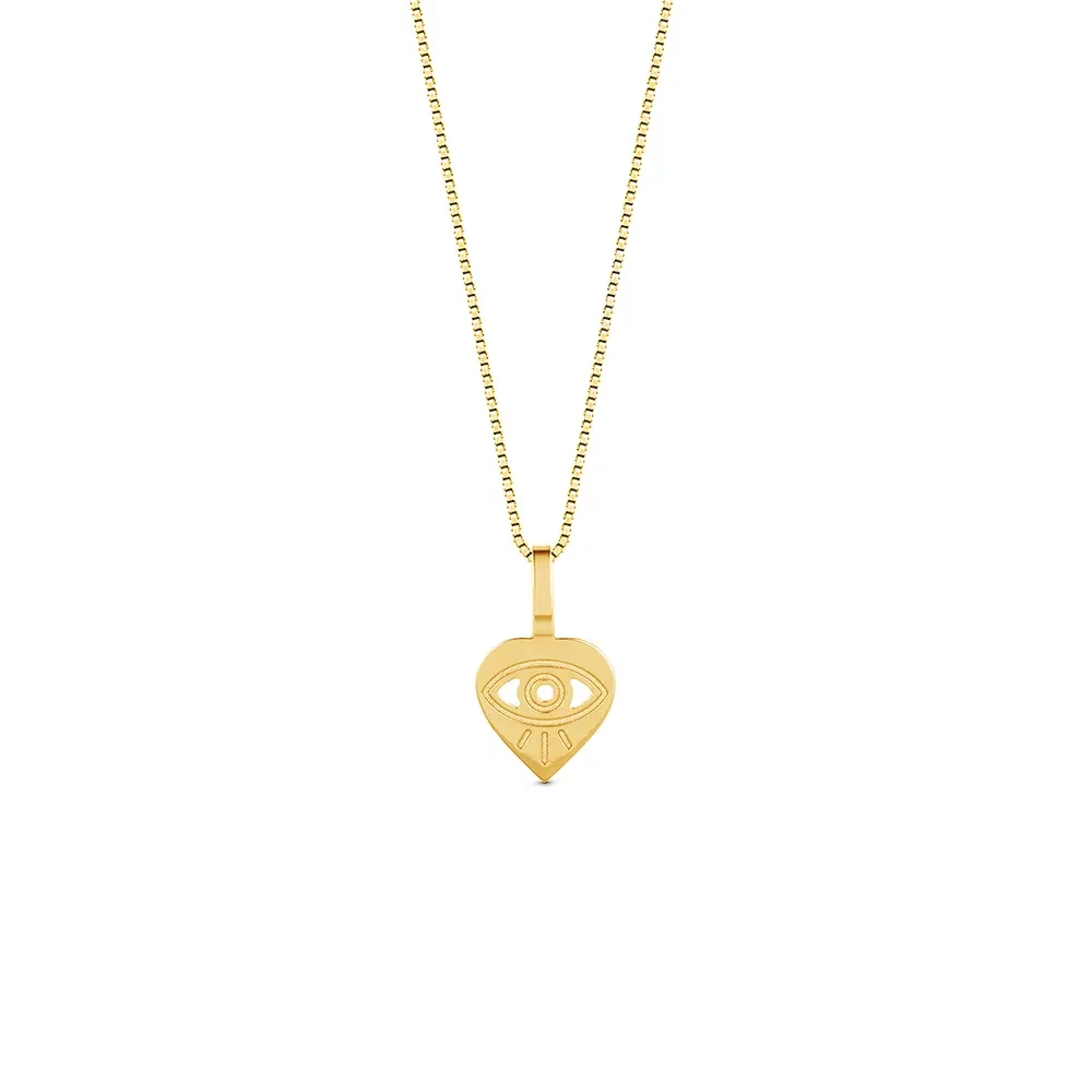Pingente Medalha Olho Grego em Ouro Amarelo 18k, 13.7mm — imagem 1