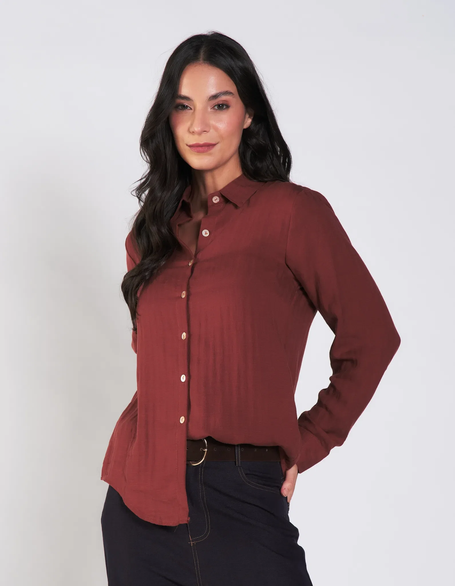 Camisa Manga Longa Basica - Caramelo