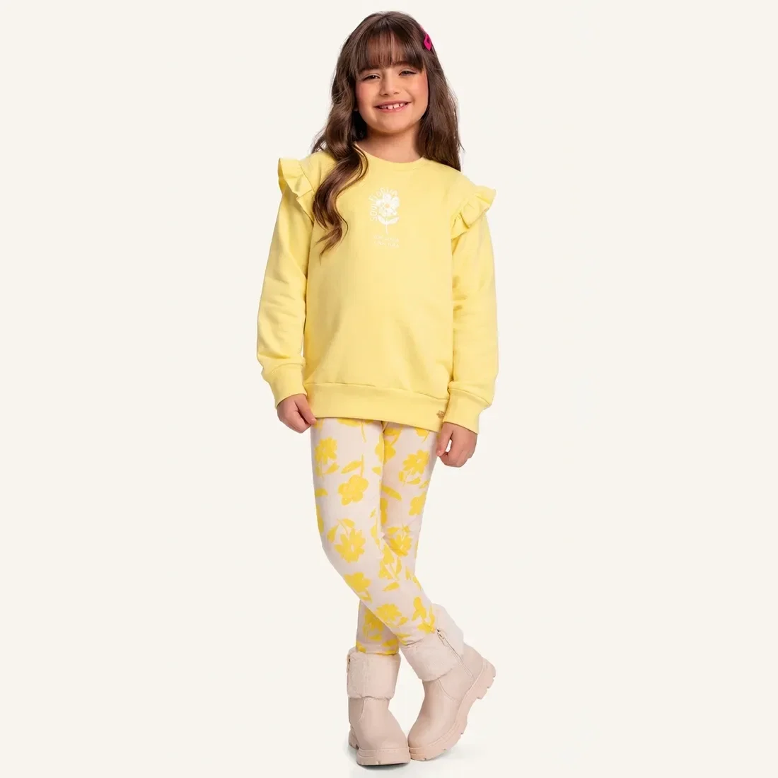 Conjunto blusão em moletom e legging em molecotton sou florida