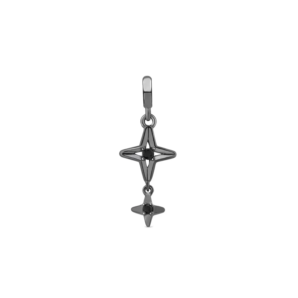 Pingente Life Signature Estrelas em Prata 925 com Banho de Ródio Negro e Pedras Negras — imagem 1