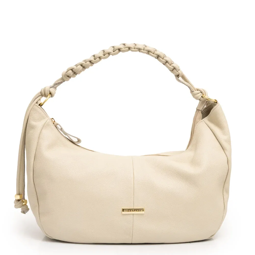 Bolsa Couro Trançado Ombro Off White