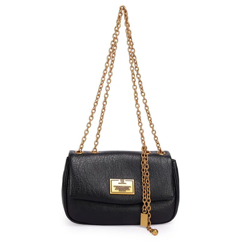 Bolsa Transversal Media Com Alca Corrente E Detalhe Pingentes