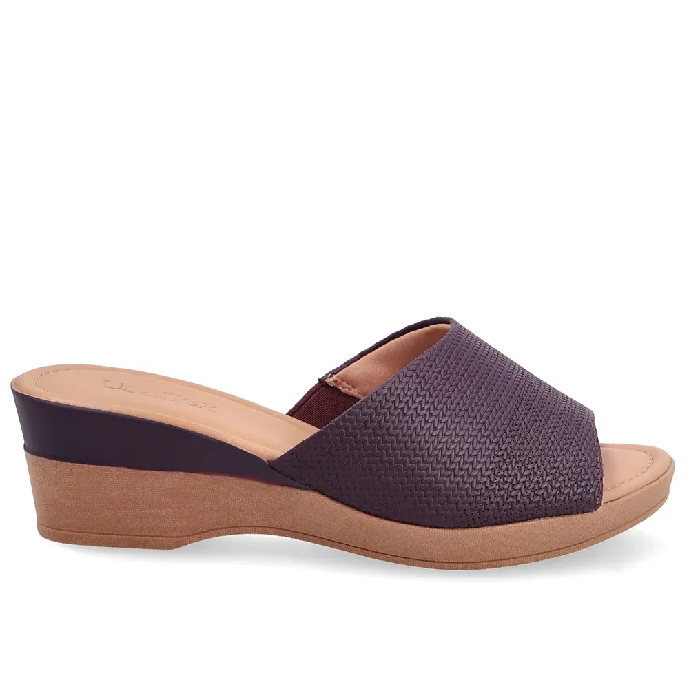 Tamanco Couro Roxo Salto Plataforma — imagem 1