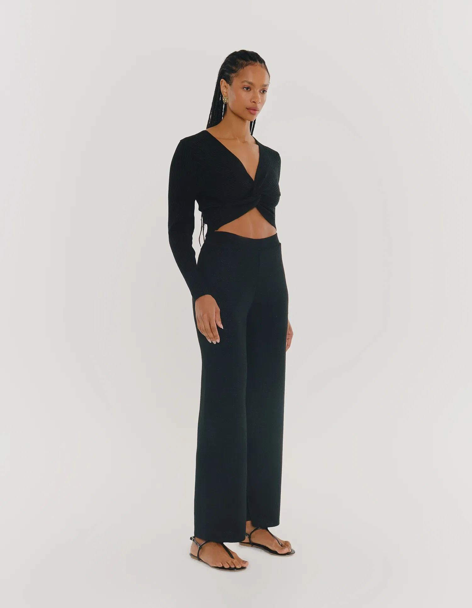 Calça Pantalona Tricot Lurex - Preto — imagem 1
