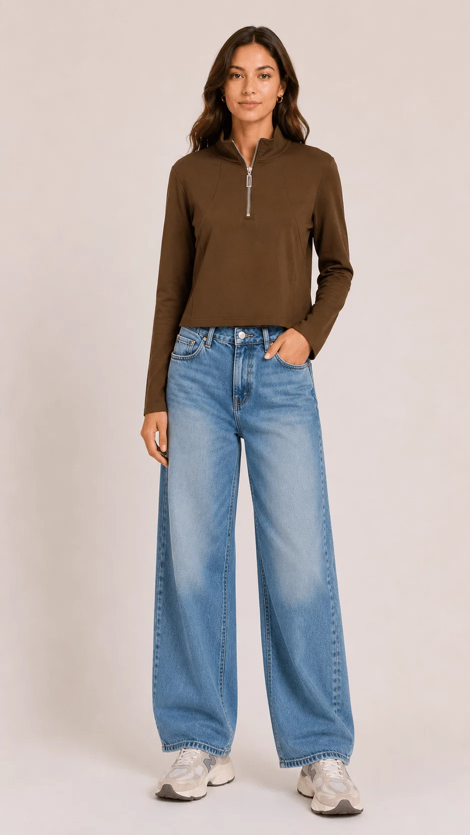 Blusa Manga Longa Gola Zíper - Verde — imagem 1