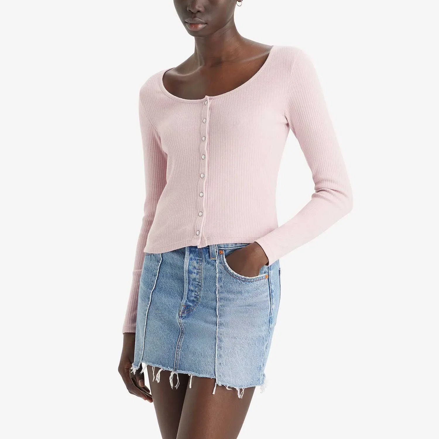 Blusa Levi's® Britt Snap Front Top Rosa Manga Longa — imagem 1