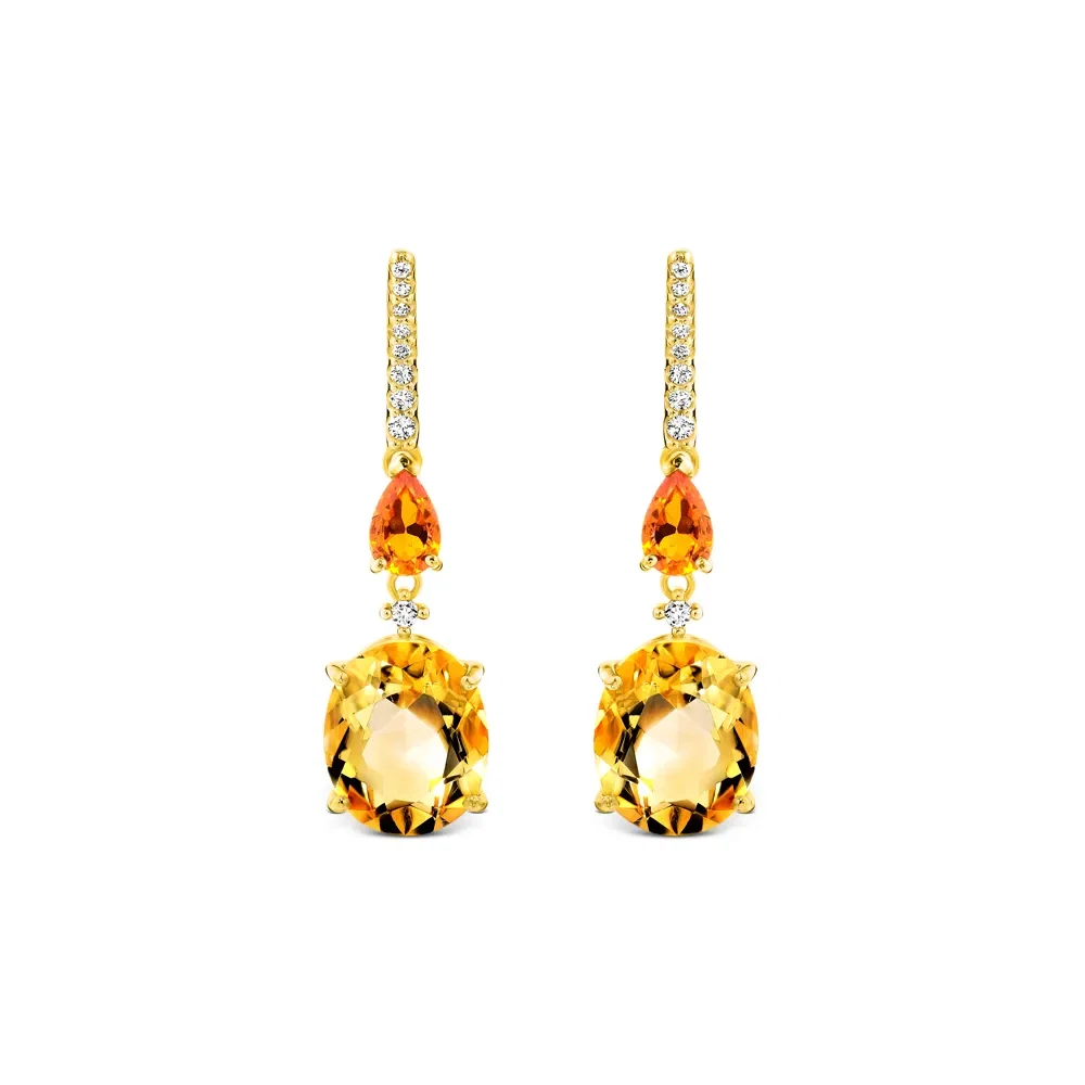 Brinco Reali em Ouro Amarelo 18k com Citrino, Opala de Fogo e Diamantes — imagem 1
