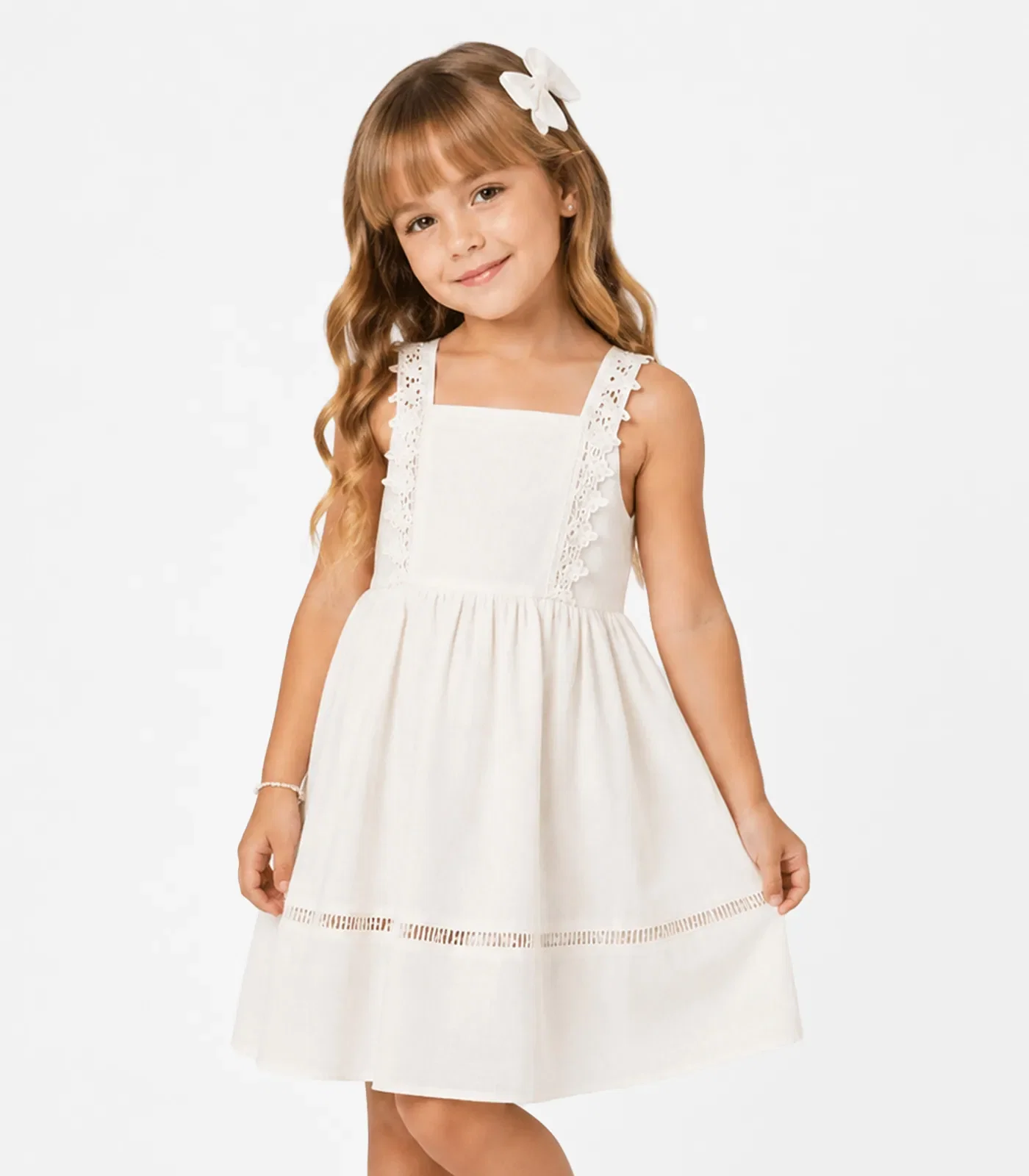 Vestido Infantil Malha Anarruga Trick Nick Bege