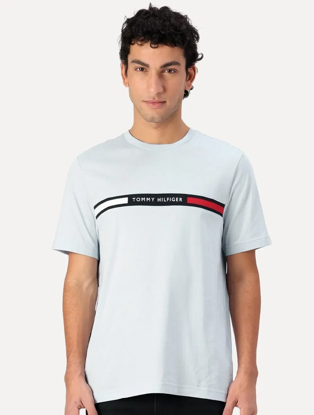 Camiseta Tommy Hilfiger Masculina Chest Insert Logo Azul Claro