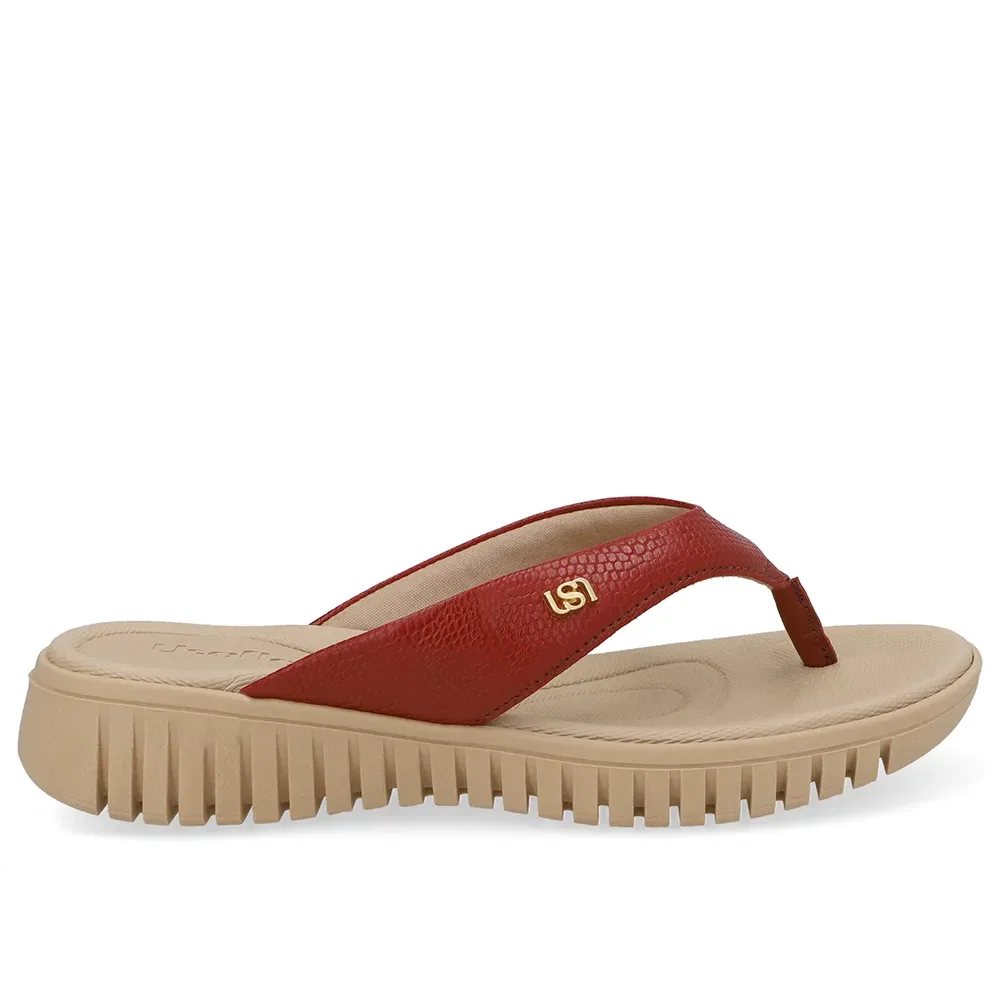 Chinelo Plataforma Couro Vermelho
