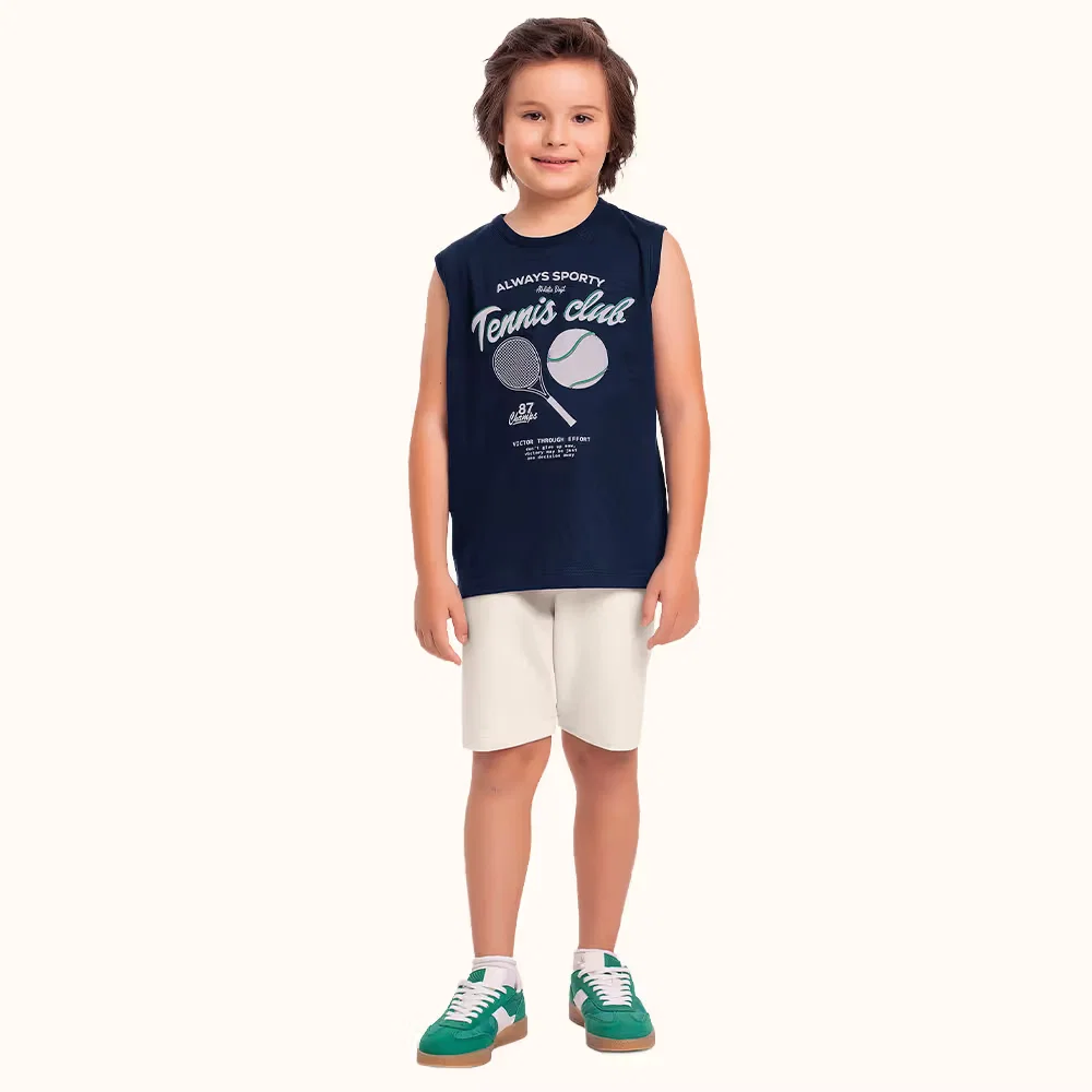 Conjunto regata em meia malha e bermuda em moletinho tennis club — imagem 1