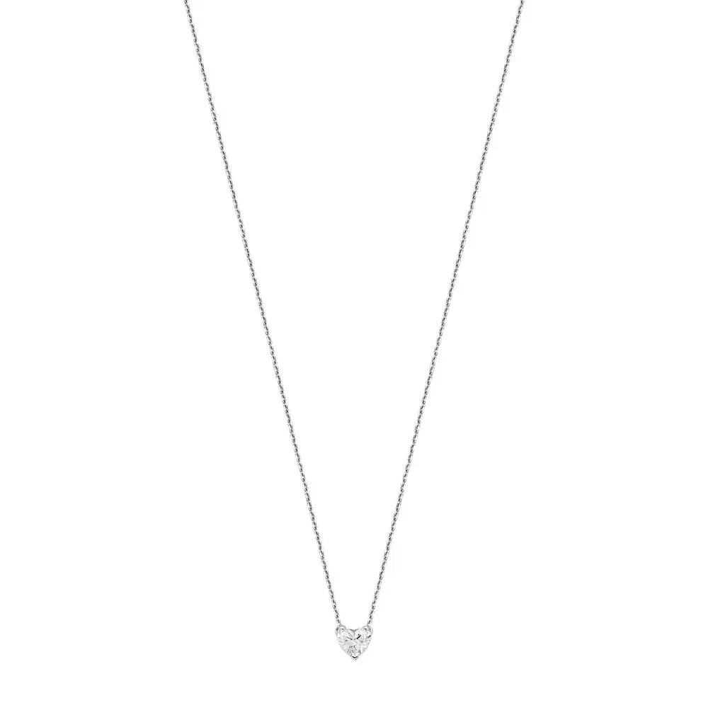 Colar Solitário Coração em Ouro Branco 18k com Diamante 0,30 ct