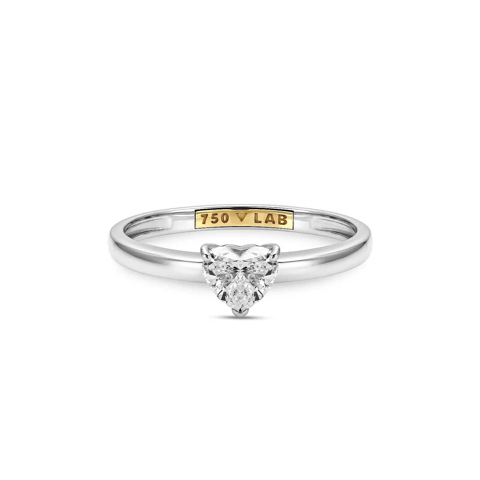 Anel Solitário Cielo Coração em Ouro Branco 18k com 0,5ct de Diamante de Laboratório